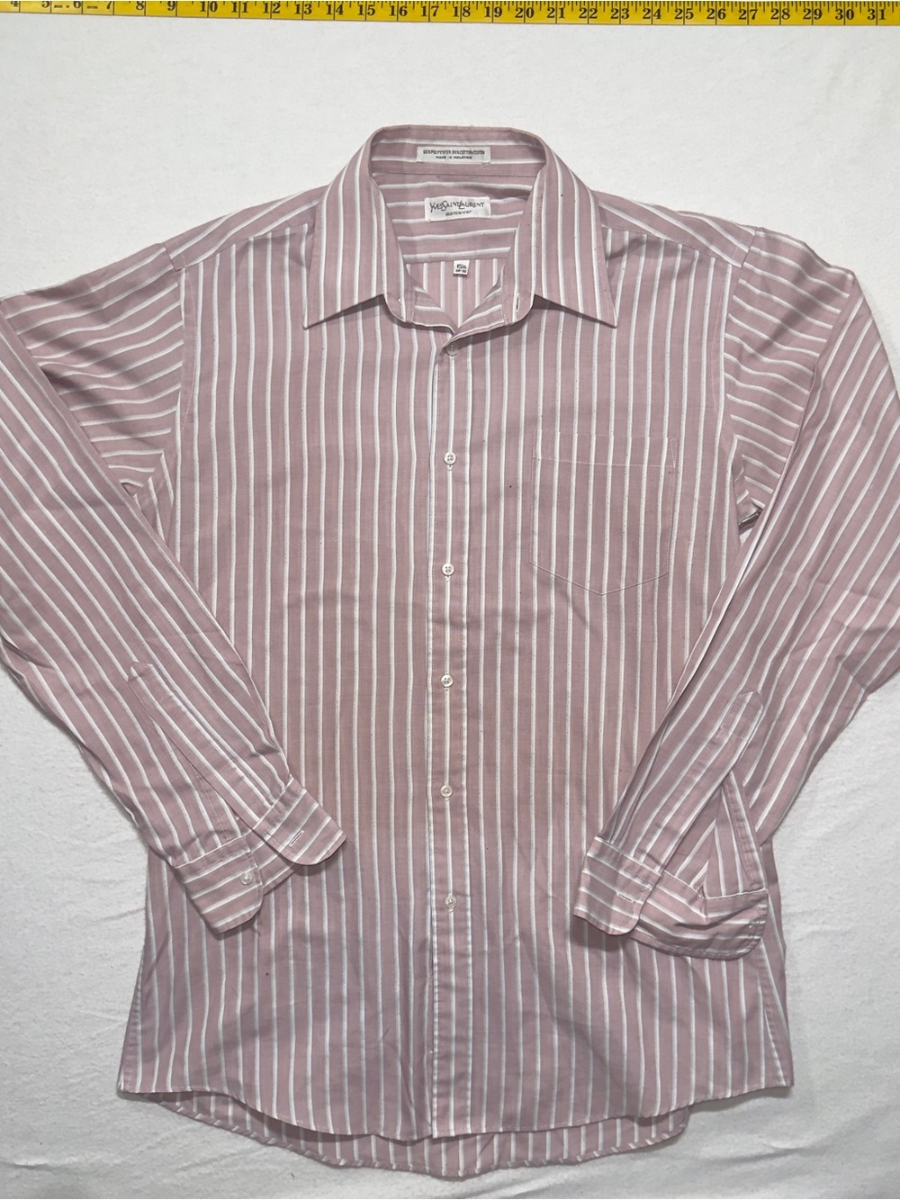 Yves Saint Laurent Pink Striped Men's Dress Shirt genuine vintage YSL